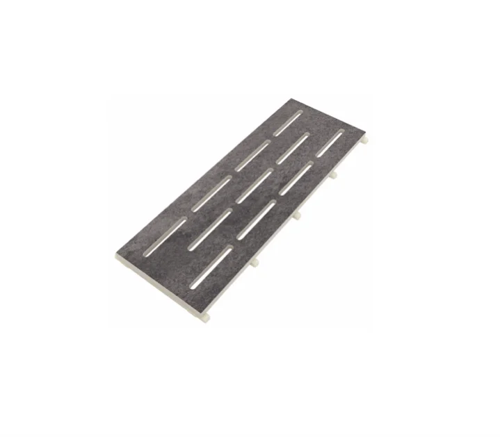 Porcelain pool grate and edge installation detail